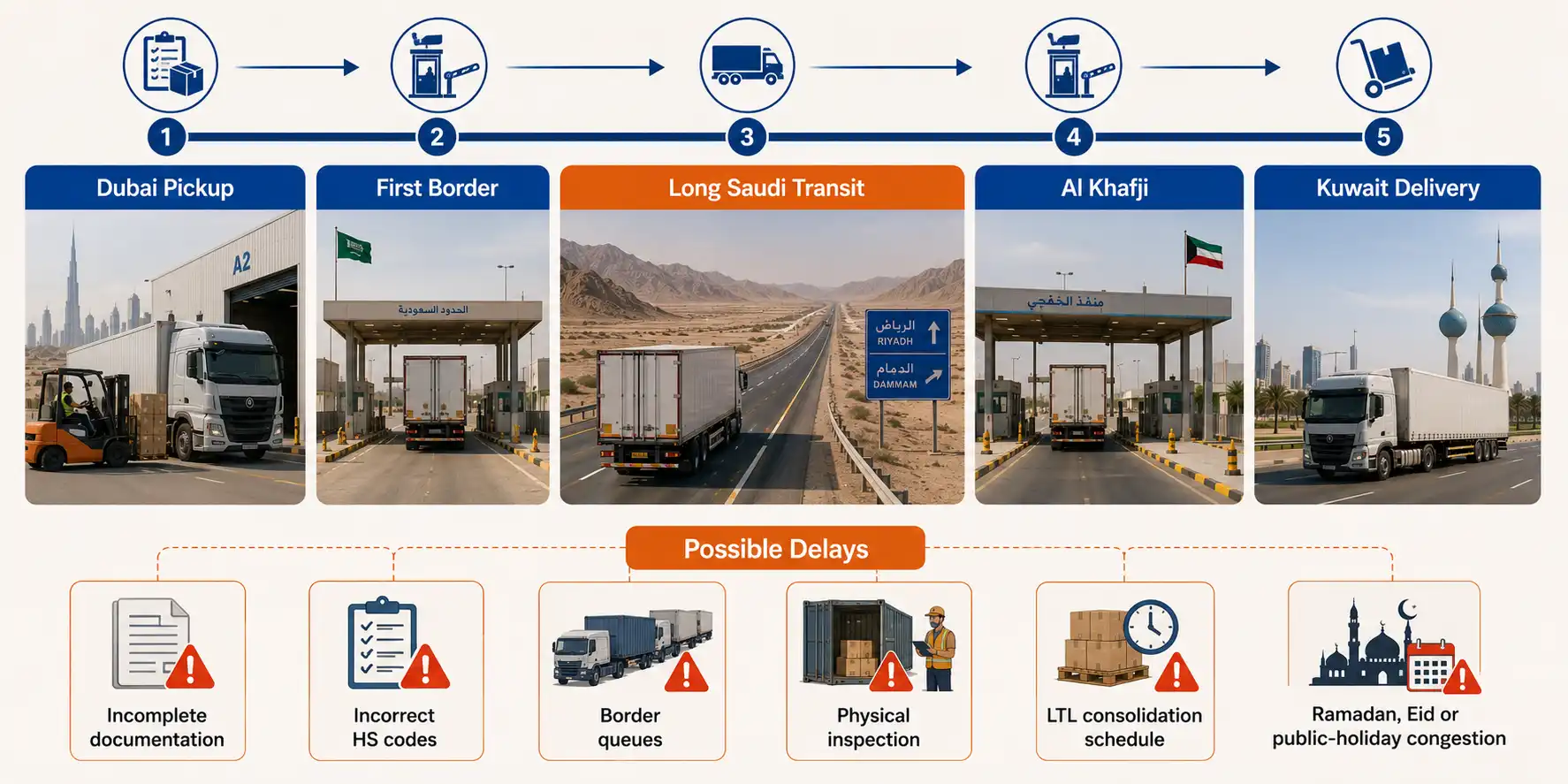 Reasons for Dubai to Kuwait cargo delays